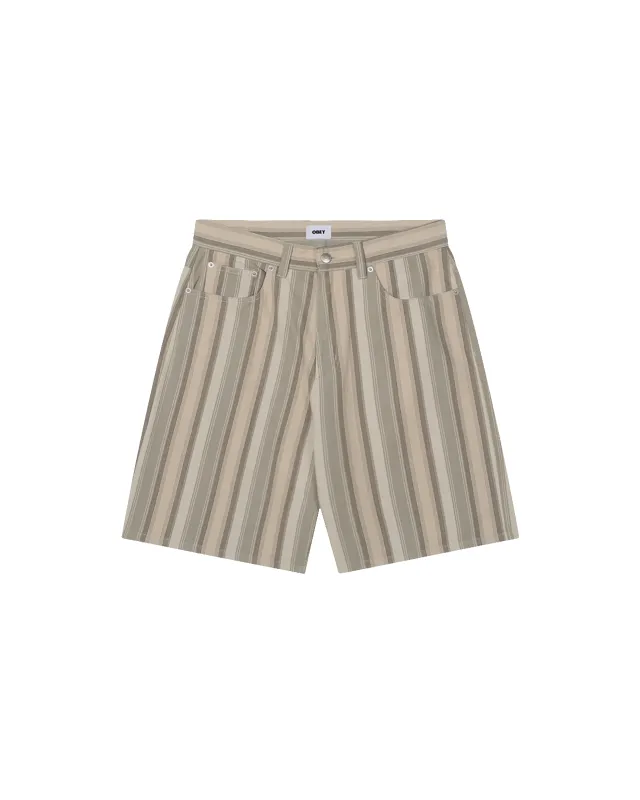 BAJA STRIPE BAGGY DENIM SHORT sold by Obey