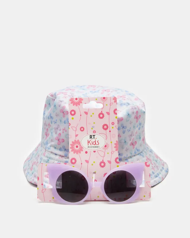 Girls Butterfly Sunglasses With Hat Set sold by Redtag