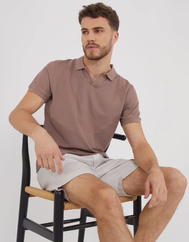 Threadbare Men's Brown Open Neck Collar Polo Shirt sold by Threadbare