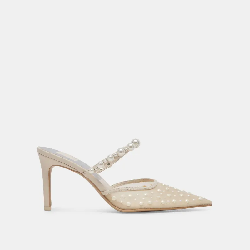 KATIK PEARL HEELS IVORY MESH - re:vita sold by Dolce Vita
