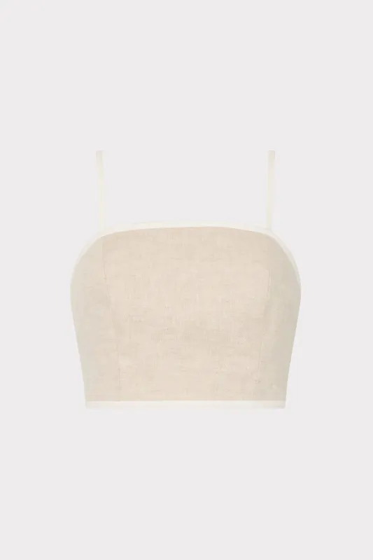 Nyrie Linen Contrast Crop Top sold by Milly
