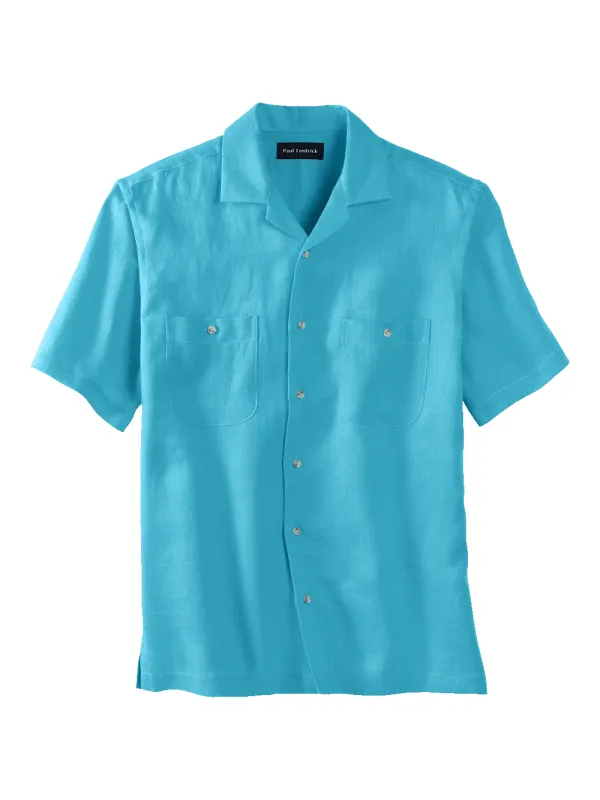 Linen Solid Casual Shirt - Aqua sold by Paul Fredrick