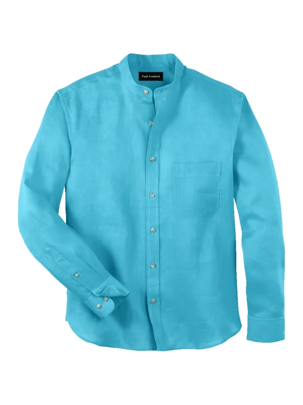 Linen Solid Casual Shirt - Aqua sold by Paul Fredrick