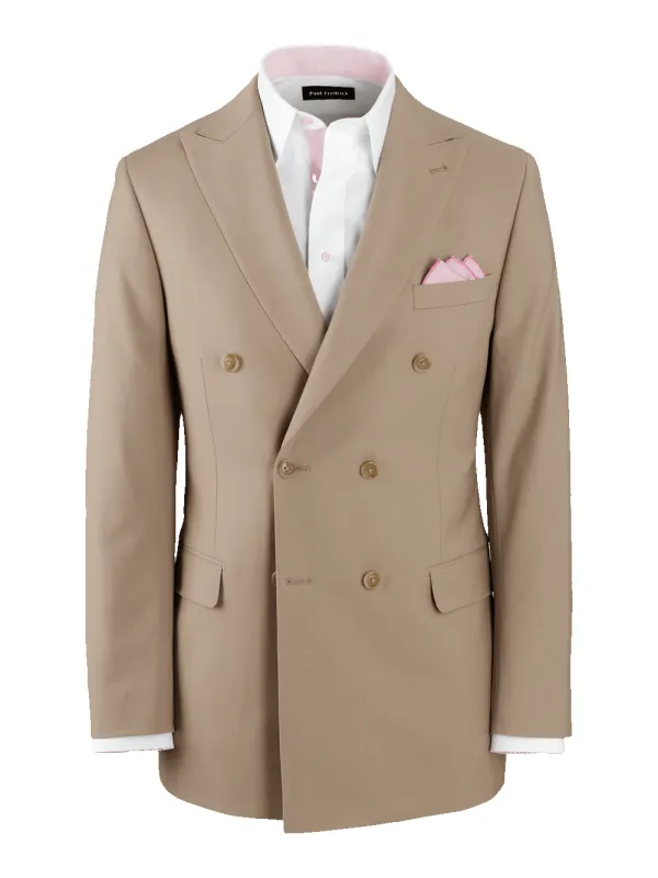 Wool Stretch Bengaline Peak Lapel Suit Jacket - Light Tan sold by Paul Fredrick