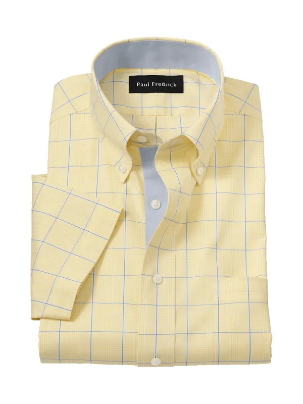 Comfort Stretch Non-Iron Check Dress Shirt With Contrast Trim - Yellow sold by Paul Fredrick