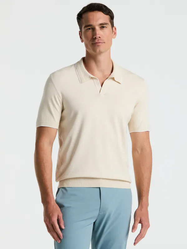 Tech Knit Open Collar Tipped Sweater Polo sold by Perry Ellis