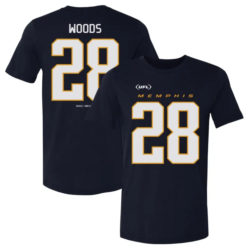 Kyree Woods Memphis Showboats Name & Number F&B WHT sold by 500 Level
