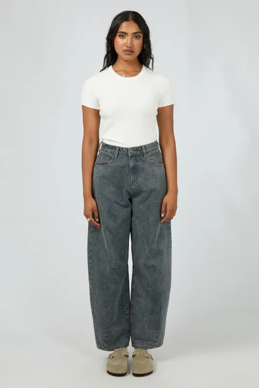 All About Eve Hallie Barrel Leg Jean Slate sold by Shine On