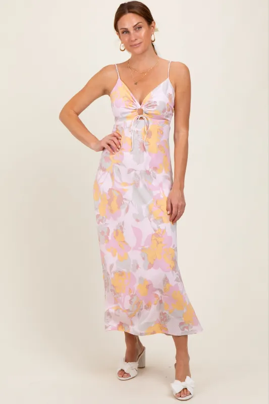 Light Pink Floral Keyhole Detail Maxi Dress sold by Pinkblush