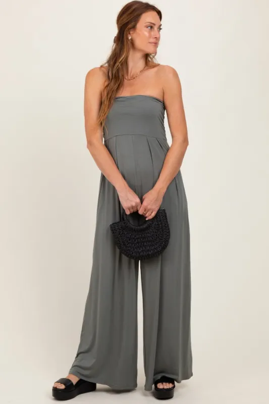 Olive Wide Leg Jumpsuit sold by Pinkblush