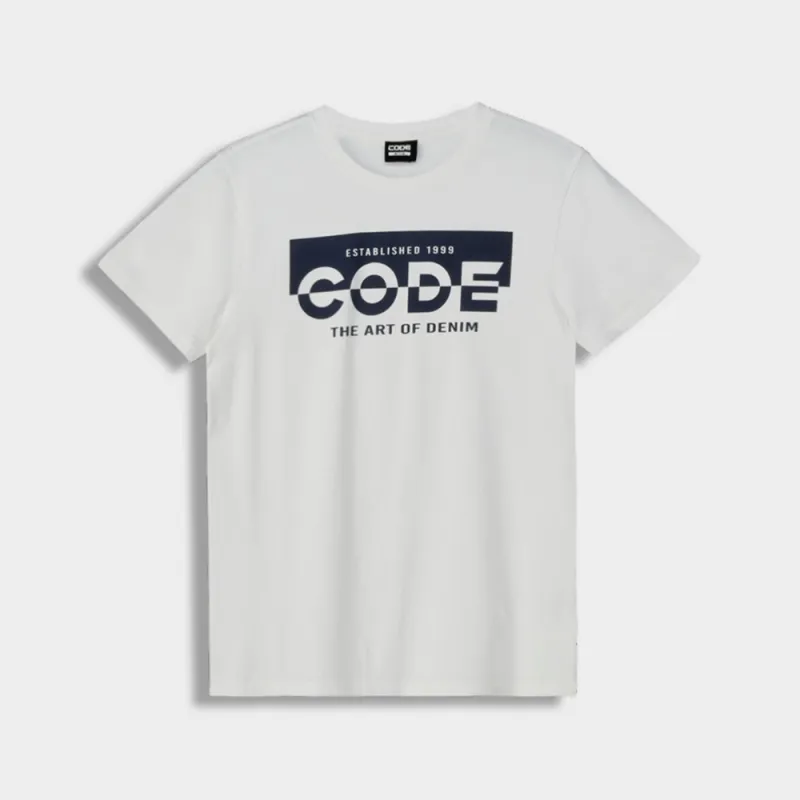 Code Mens Half Block Tee White/Black _ 184121 _ White sold by Tekkie Town