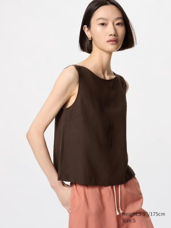 Uniqlo - Linen Blend Blouse (sleeveless) - Black sold by Uniqlo