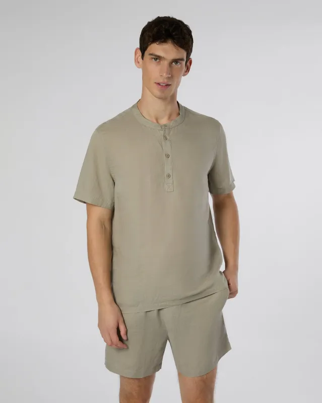 Linen Home Short Sleeve Henley Shirt sold by Onia