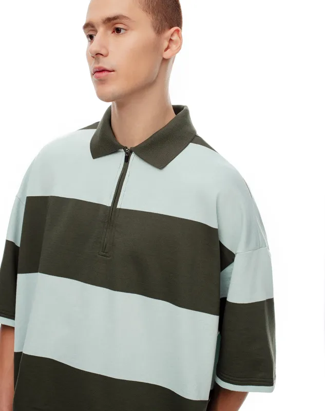 Polo oversized fit verde con rayas sold by Gef