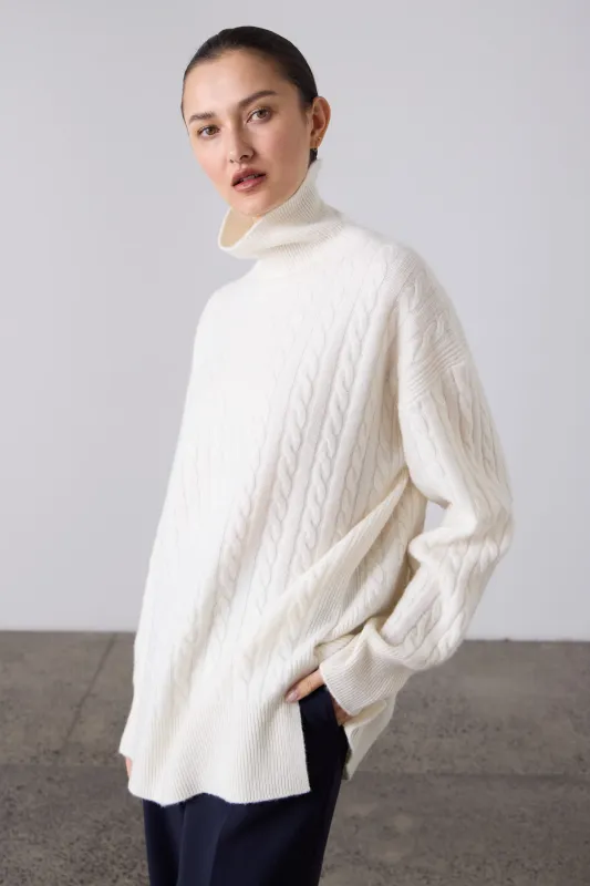 Laing | Slouchy Cable Knit Sweater - Cream sold by Sister & Co