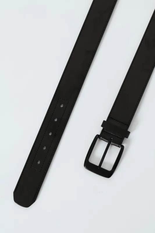 Belt With Stitching & Matt Buckle - Black sold by Edgars