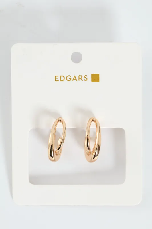 Crossover Hoop Earrings - Gold sold by Edgars