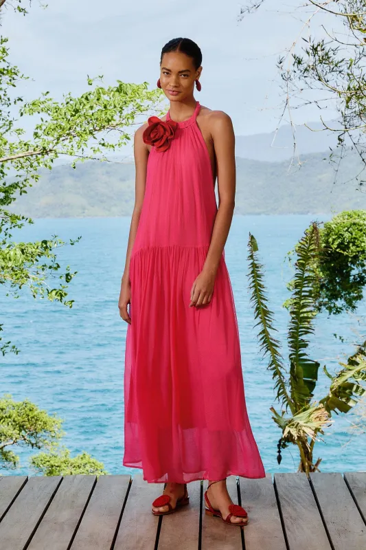 Pink Flower Halter Neck Maxi Dress sold by FARM Rio