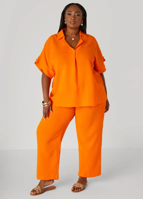 Textured Cotton Gauze Pants sold by Ashley Stewart
