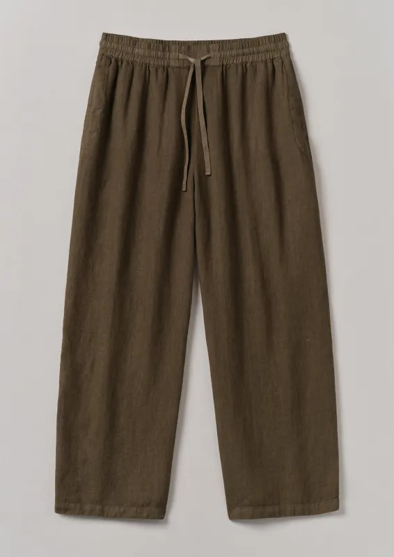 Garment Dyed Linen Drawstring Trousers | Pear sold by TOAST