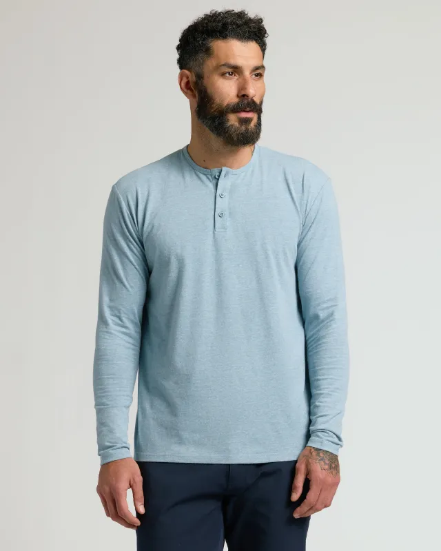 Heather Sapphire Classic Long Sleeve Henley sold by True Classic