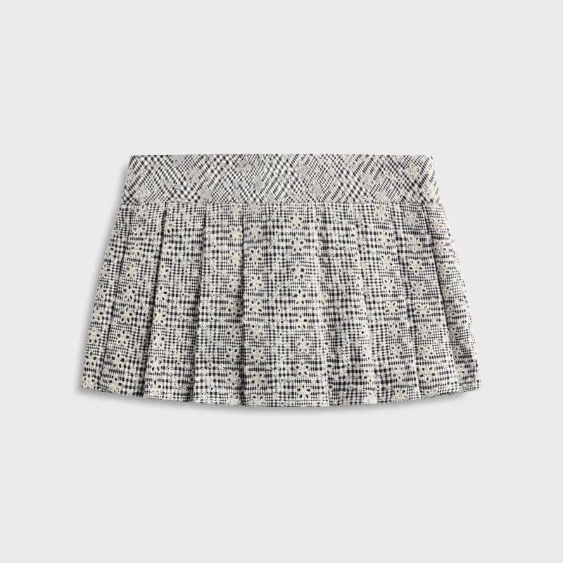 GUIZIO Floriane Gingham Mini Skirt with Shorts - Black