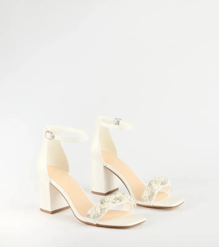 Chic Stride Rhinestone And Pearl Block Heels sold by Windsor