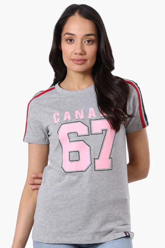 Canada Weather Gear 67 Print Stripe Detail Tee - Grey sold by Fairweather