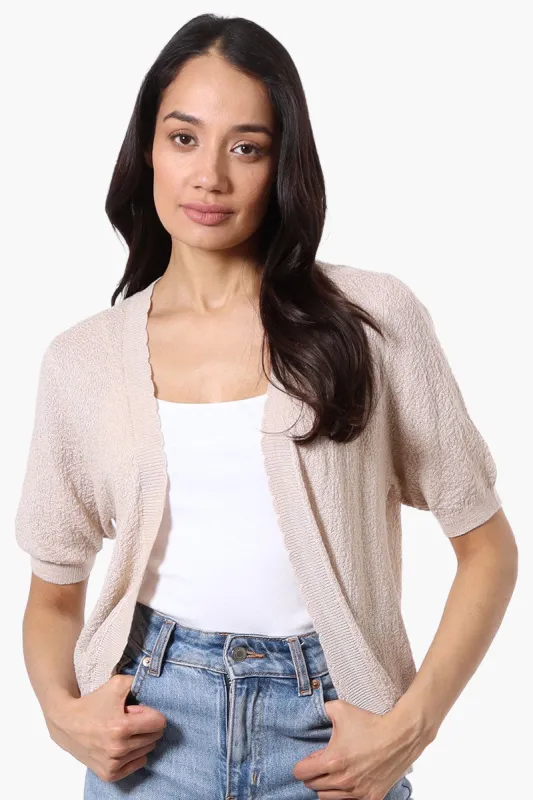 Beechers Brook Textured Open Shrug Cardigan - Beige sold by Fairweather