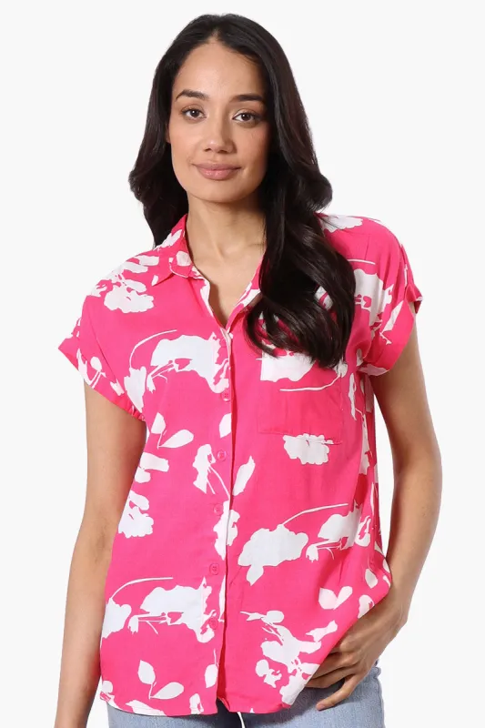 Majora Floral Camp Collar Button Up Shirt - Pink sold by Fairweather