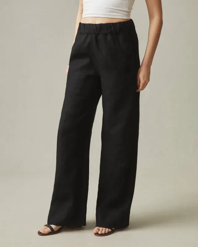 Women's Linen Wide Leg Pant - Meteorite sold by American Giant