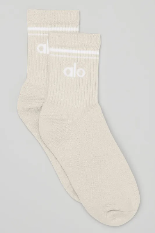 Unisex Half-Crew Throwback Sock - Bone/White sold by Alo Yoga