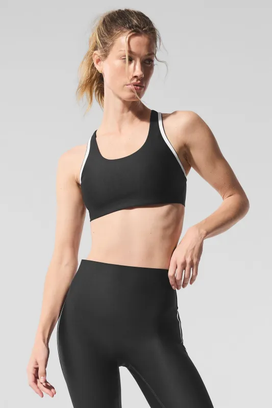 Airlift Super Sleek Contrast Bra - Black/White sold by Alo Yoga