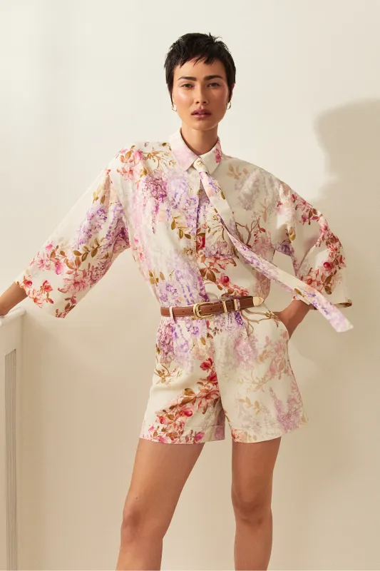 Oversized cropped blouse with floral print sold by Tristan Style