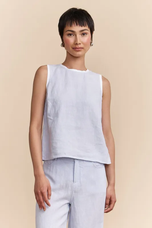 Sleeveless linen top sold by Tristan Style