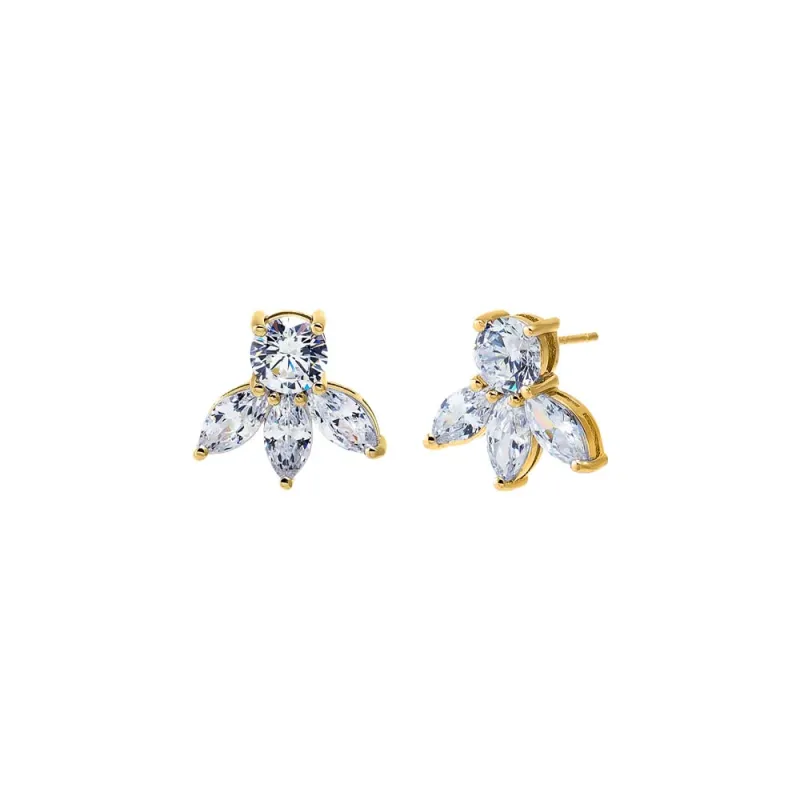 CZ Solitaire X Triple Marquise Fan Stud Earring sold by Adina Eden's