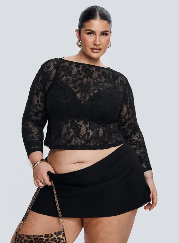 Martine Sheer Top Black Curve sold by Princess Polly