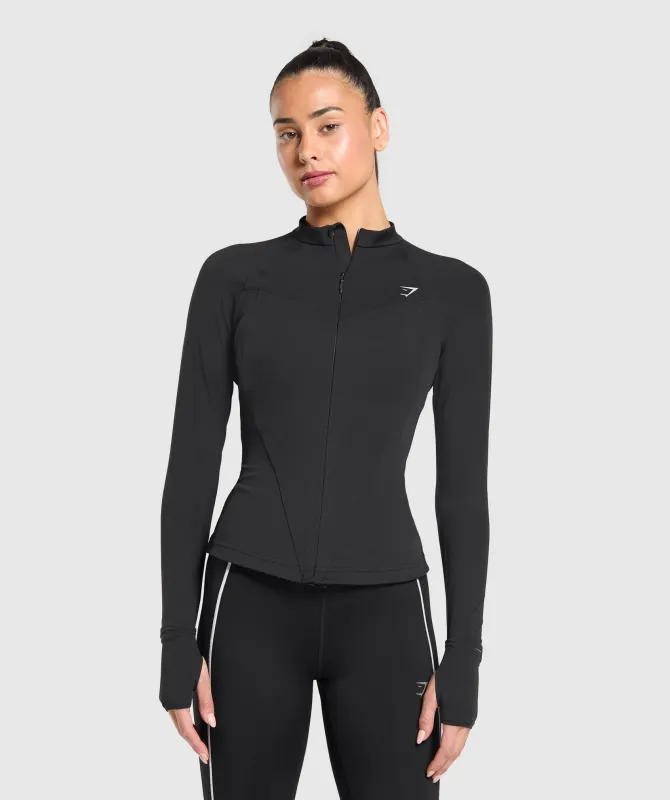 Gymshark Running Full Zip Jacket - Black sold by Gymshark