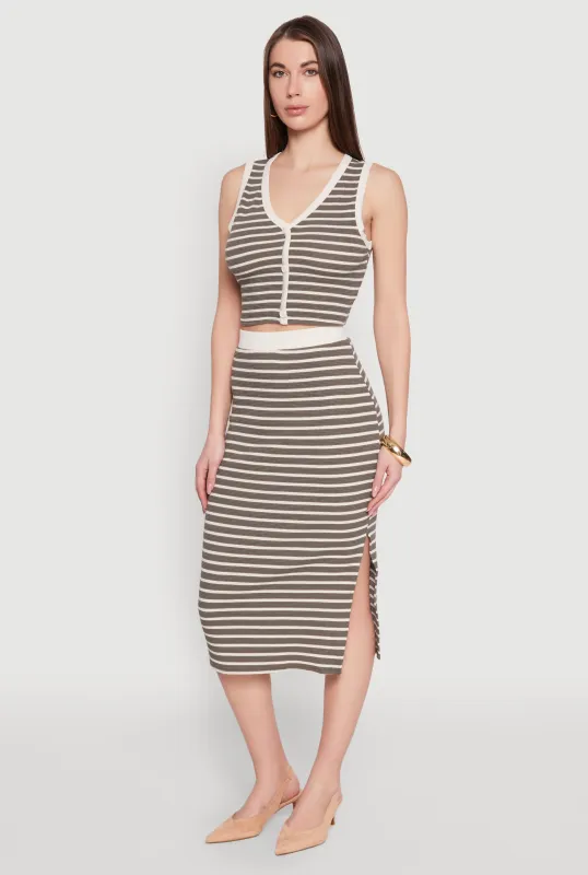 Striped Midi Skirt sold by Rainbow