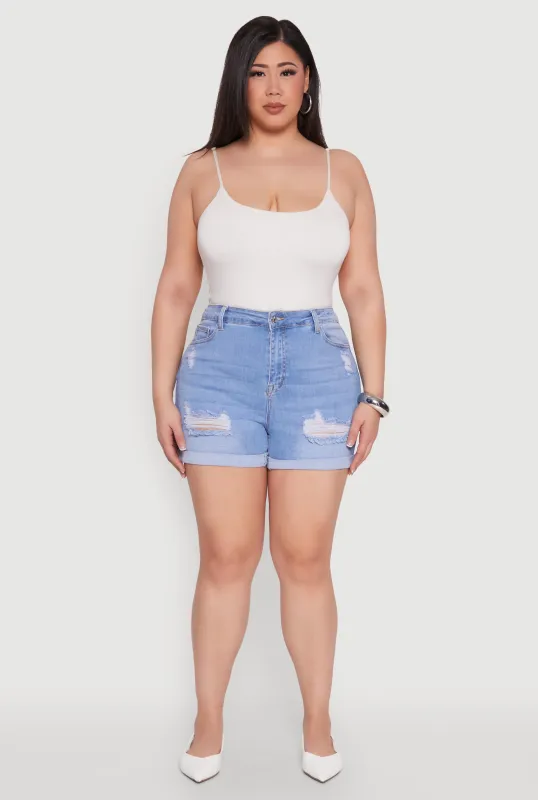 Plus Size WAX Distressed Shorts sold by Rainbow