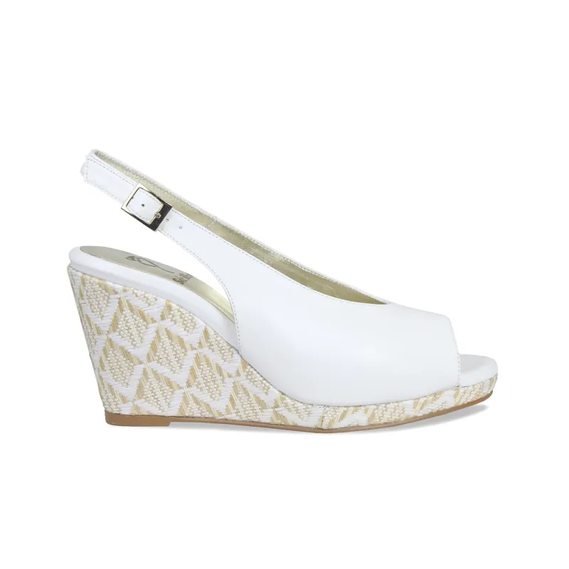 Winnie: White Leather & Raffia sold by Sole Bliss