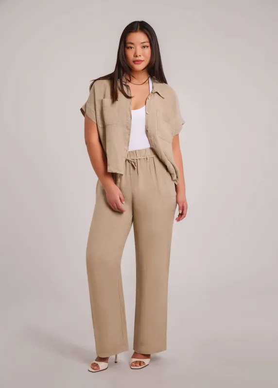NORA BELTED LINEN TROUSERS / SAND DUNE sold by Yoga Jeans