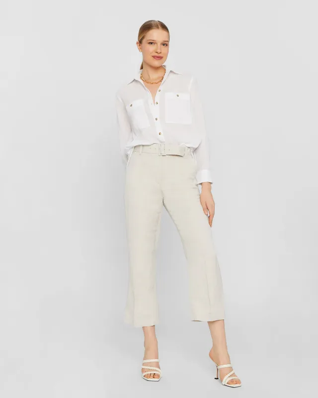 Belted Linen Blend Trouser sold by Club Monaco
