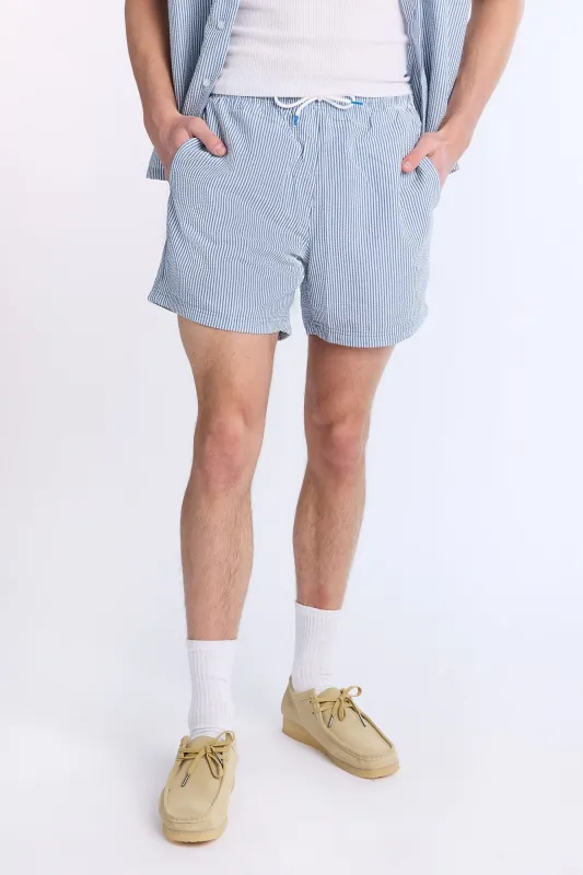 Striped Seersucker 5.5" Swim Trunks sold by Bluenotes
