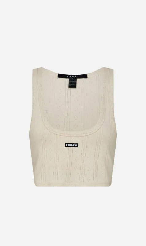 Ksubi | Sott Origin Crop Tank - White sold by Sister & Co