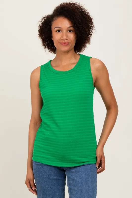 Green Textured Knit Sleeveless Top sold by Pinkblush