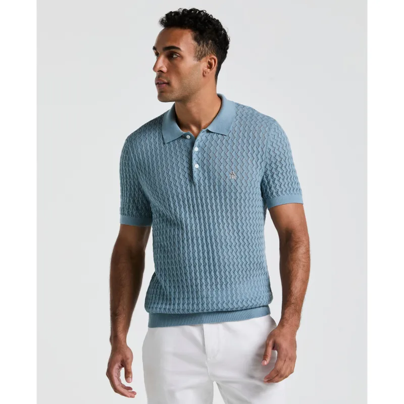 Drop Needle Textured Sweater Polo sold by Original Penguin