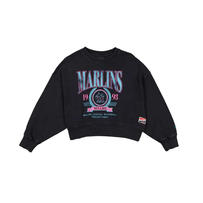 Miami Marlins City Connect Women's Distressed Crewneck sold by New Era