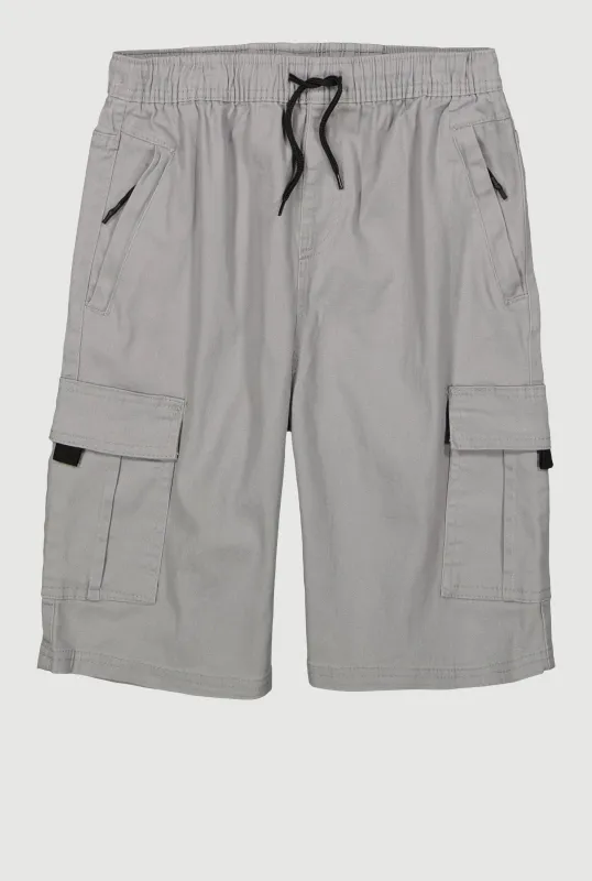 Boys Drawstring Waist Cargo Pocket Shorts sold by Rainbow