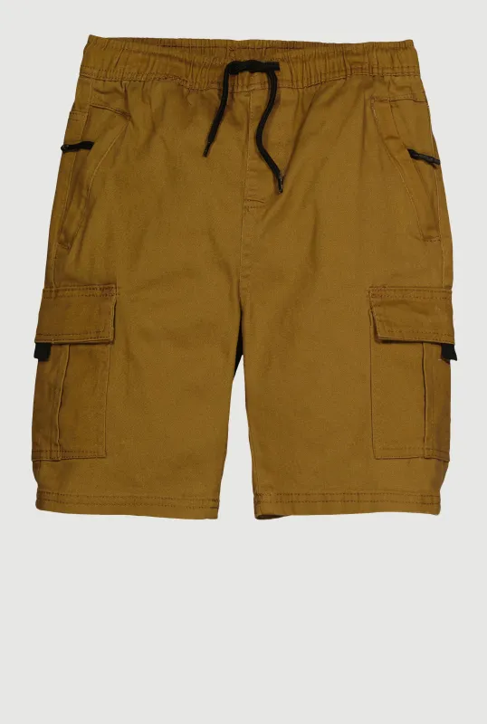 Boys Drawstring Waist Cargo Pocket Shorts sold by Rainbow